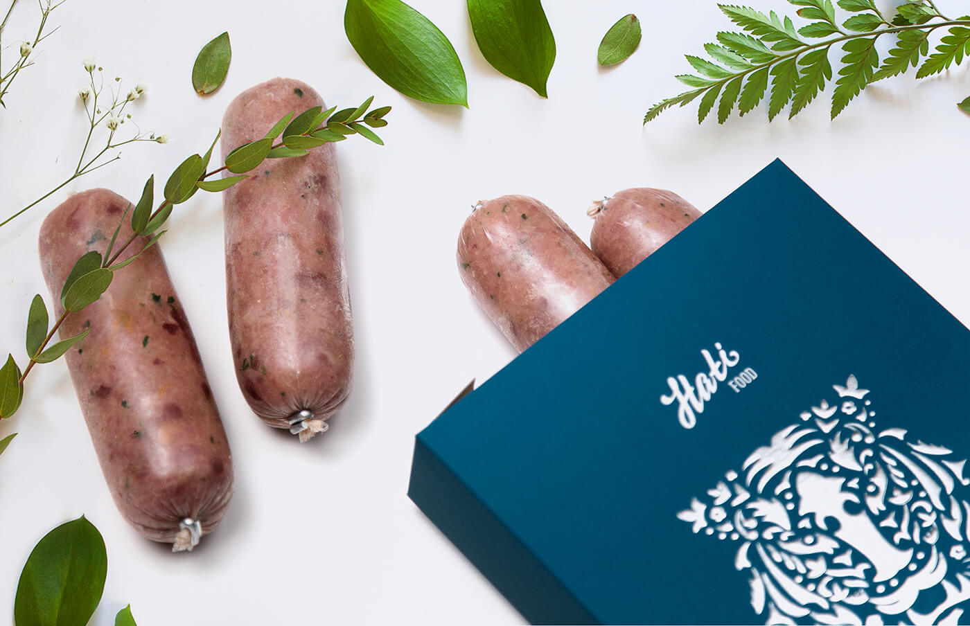 Дизайн упаковки бренда премиальных кормов для домашних животных Hati Food. Разработка логотипа и брендинг.