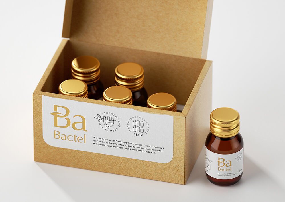 Дизайн упаковки и этикетки препарата пищевых добавок Bactel