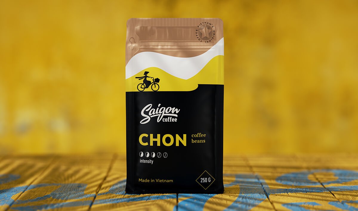 Дизайн упаковки бренда вьетнамского кофе Saigone.